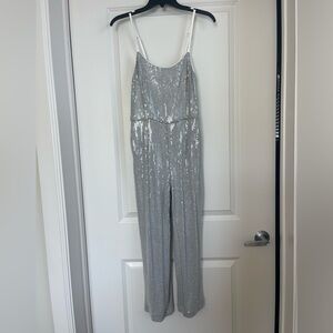 Anthropology Silver sparkly Jumpsuit